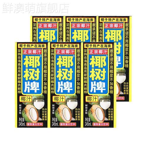 椰树牌椰汁245ml*6盒椰子汁植物蛋白椰奶纸盒包装年货饮料