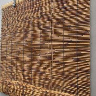 饰复古隔断吊顶免打孔窗帘升降遮阳工程帘 碳化芦苇草卷帘子做旧装