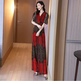 女夏长款 连衣阔腿裤 2021气质蕾丝连身裤 套装 2170 时尚 雪纺连体裤