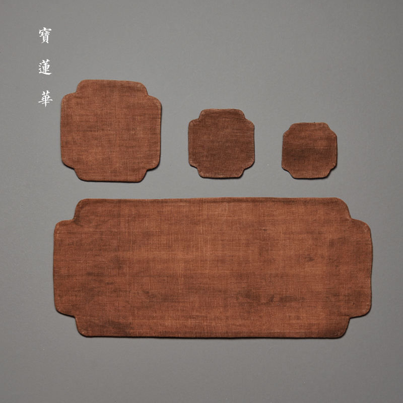 天然薯莨植物染手织布席 复古茶席布垫杯垫隔热茶垫壶垫 茶道桌旗