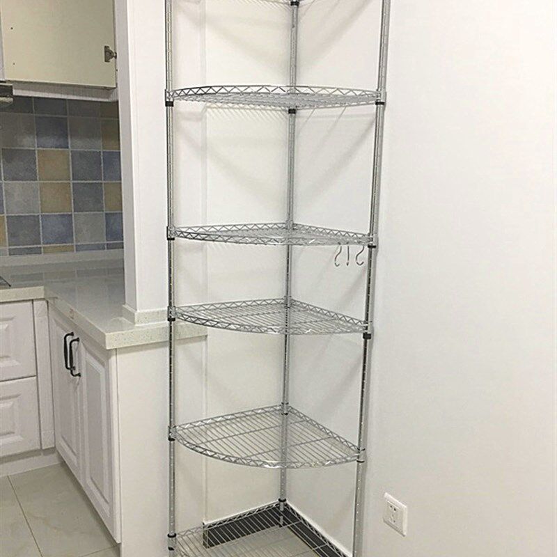 厨房转角置物架落地多层三角墙角放锅架子家用转角扇形盆架收纳架