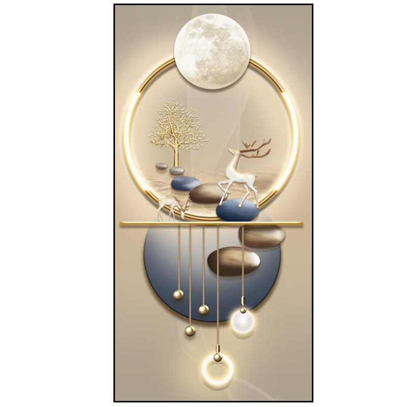 石来运转轻奢led带灯入户玄关装饰画走廊过道铝合金框高级感挂画