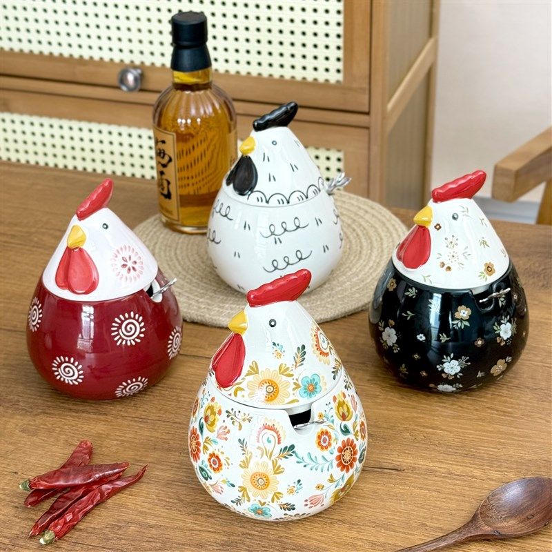 陶瓷调味罐盐罐厨房家用高端调味罐防潮佐料盒辣子罐带盖子带勺,厨房/烹饪用具,调味瓶罐/调料研磨器,淘宝优惠券,粉丝福利购,淘宝优惠卷