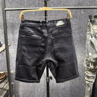 三古木棉 青年高端彈力黑色牛仔短褲男士2024夏季新款百搭五分褲