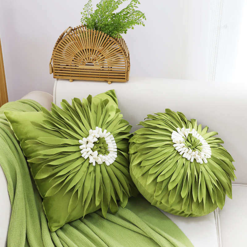 小清新立体花朵抱枕套ins风方枕不带芯圆枕客厅沙发靠枕靠垫套