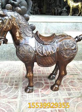纯手工大号纯铜唐马龙凤马生肖马铜马摆放黄铜器家居动物桌面摆件