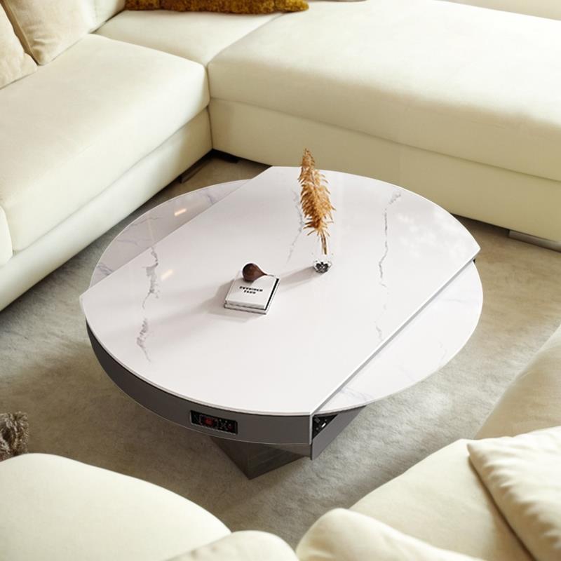 升降茶几餐桌轻奢智能两用客厅小户型家用语音多功能岩板伸缩茶桌