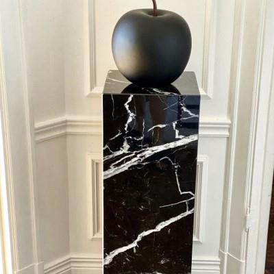 轻奢风天然大理石家居玄关酒店客厅雕塑样板间立柱墩石子桌脚摆件