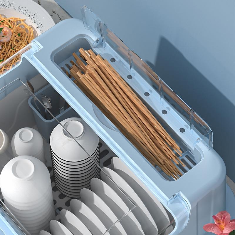 碗碟收纳层架碗盘柜家用厨房置物架餐具带沥水篮碗盘碗筷收纳盒防