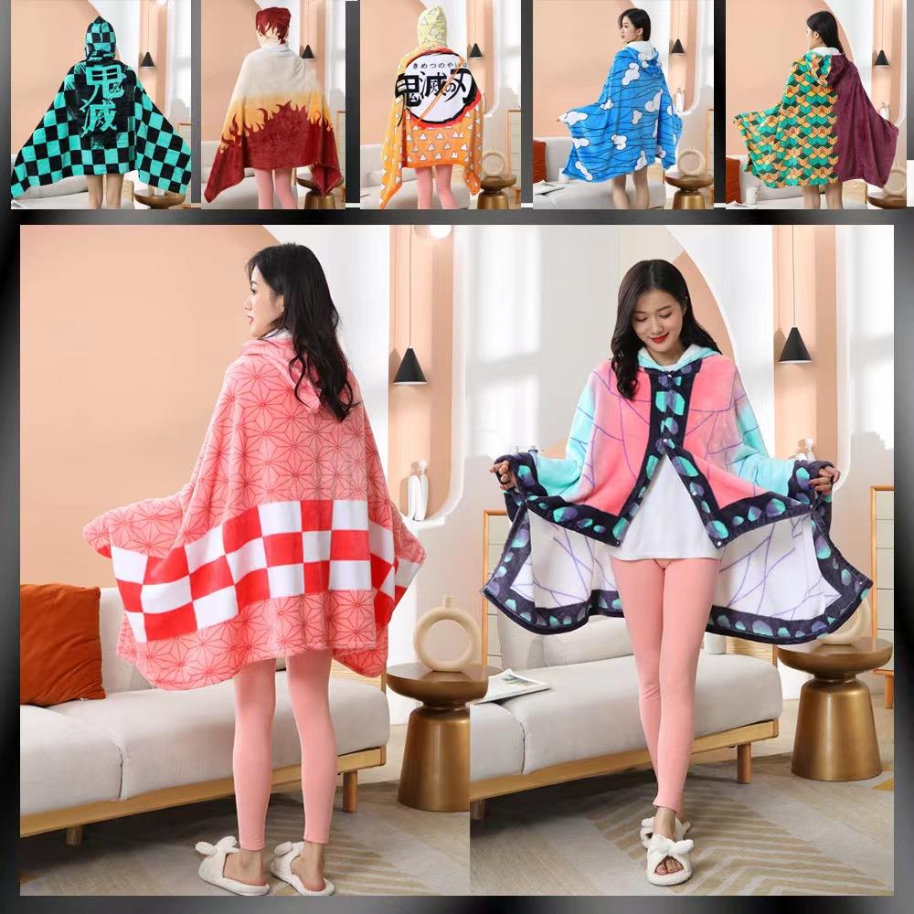 鬼灭之刃周边披肩暑假期游泳汗蒸毛毯浴巾披风cos卡通动漫多功能