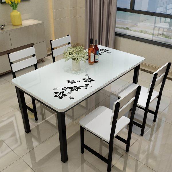 钢化玻璃餐桌椅组合简约现代长方形6人小户型家用吃饭桌子饭店4人