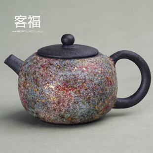 客福岩矿茶壶纯手工功夫茶高越铁胎泡茶壶家用原矿创意球孔西施壶