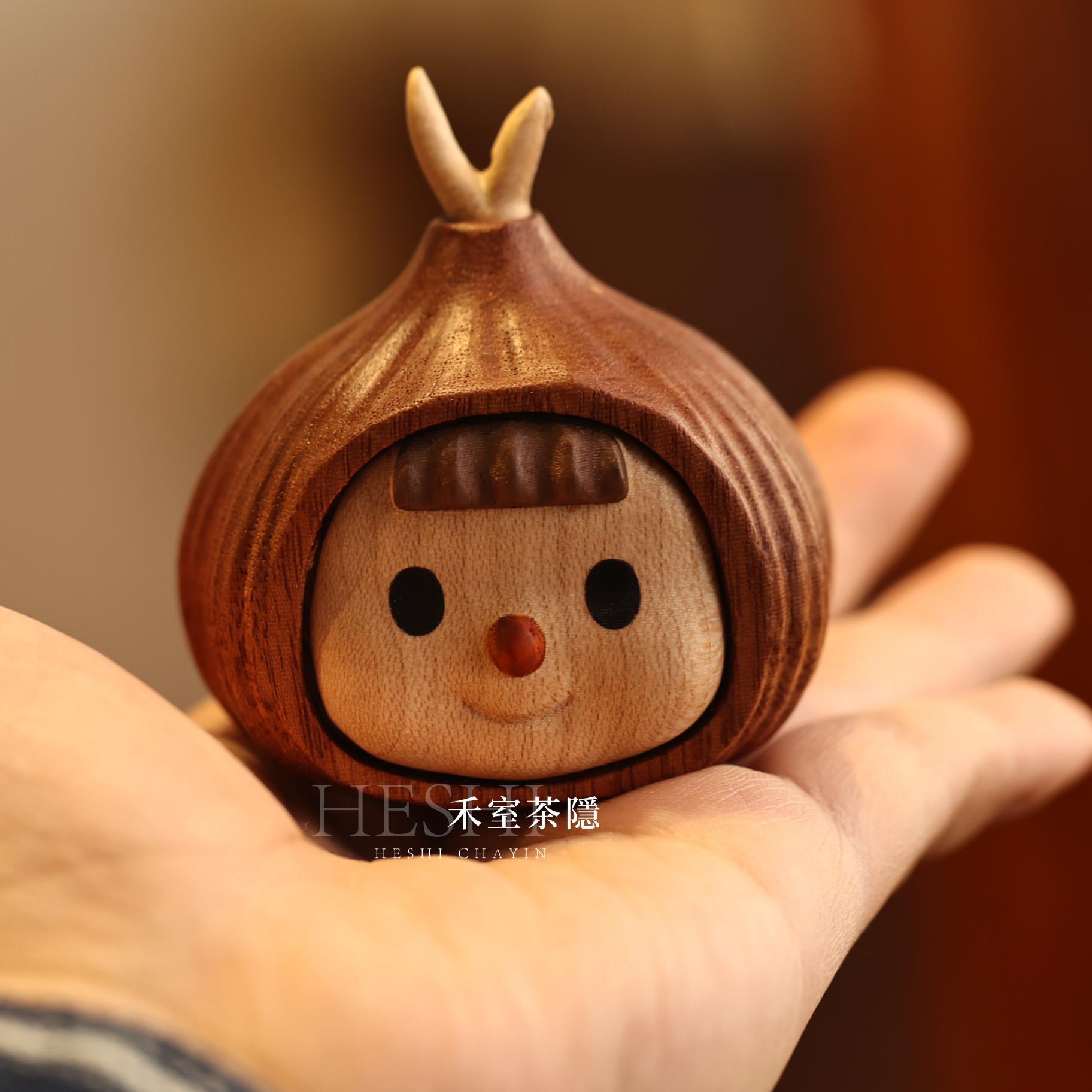 实木乌檀木大蒜多妹创意可爱家居桌面小摆件装饰品日常礼物