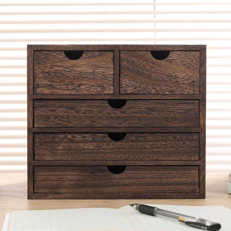 实木多层收纳盒茶饼储茶柜化妆品抽屉柜办公桌面杂物整理盒置物架,收纳整理,桌面收纳盒,淘宝优惠券,粉丝福利购,淘宝优惠卷