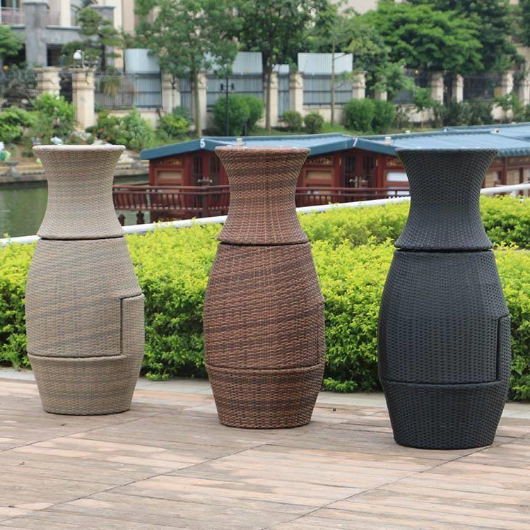 户外桌椅带伞庭院藤椅露天阳台小桌椅花园休闲藤编三件套防水防晒