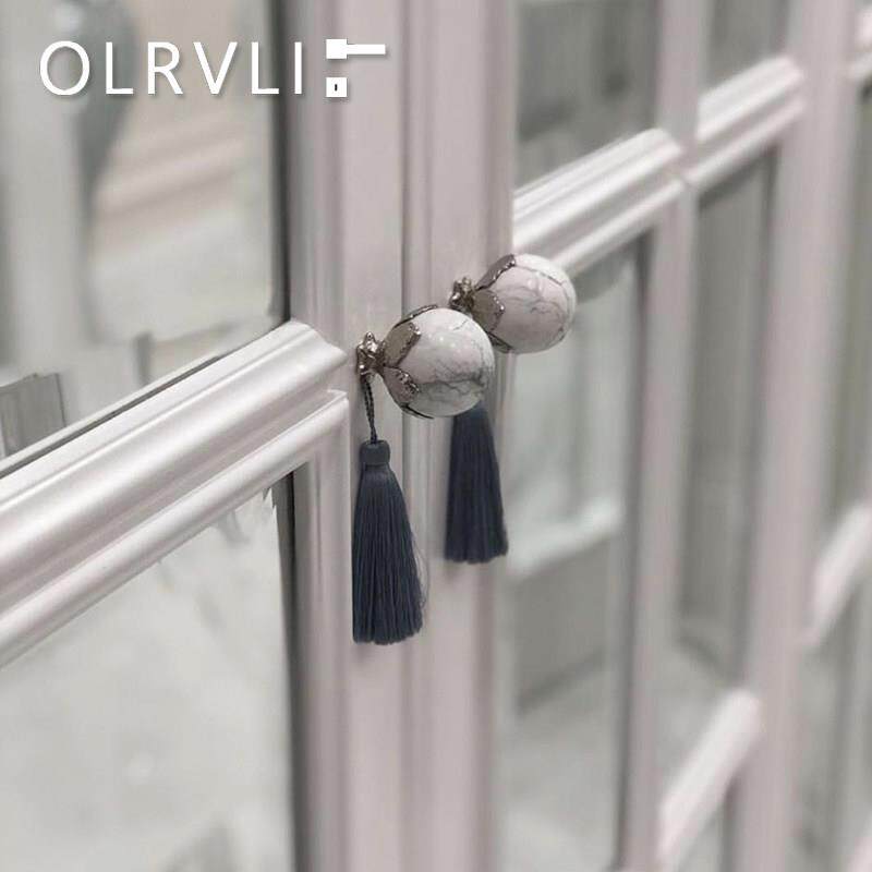 大理石黄铜拉手覆古简约北欧抽屉轻奢法式衣柜门粉色紫色水晶拉手