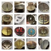 新中式 双开关玻璃门铝雕半圆拉手仿古铜木门圆形把手拉门扶手定制