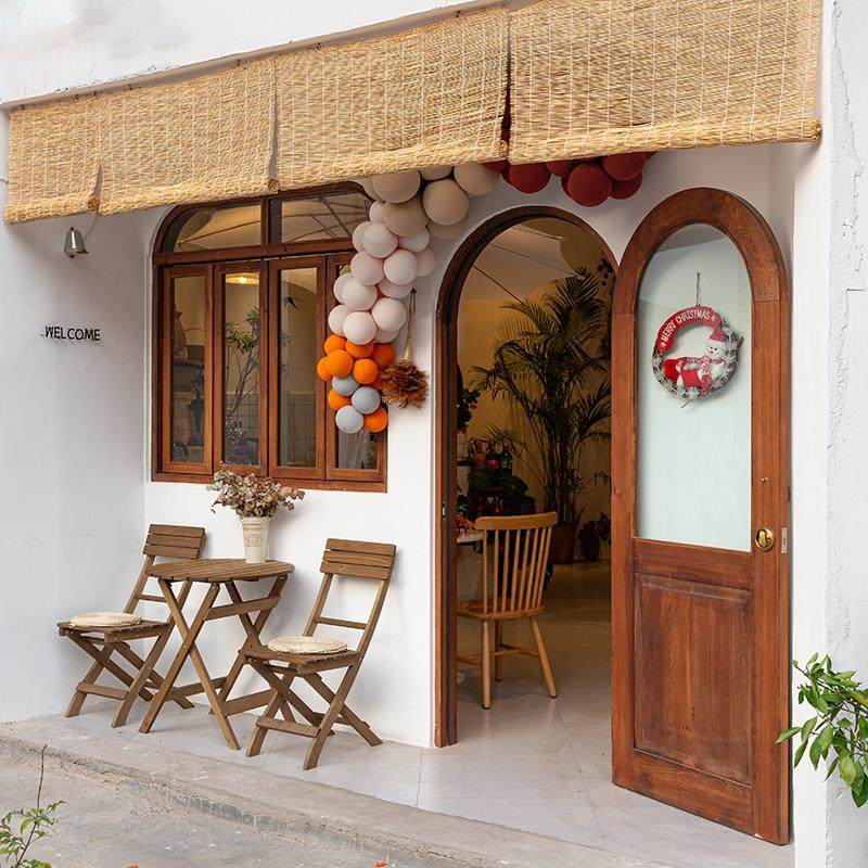 甜品店面包店定制纯实木原木门窗滑动窗折叠窗分割平门B&B风格