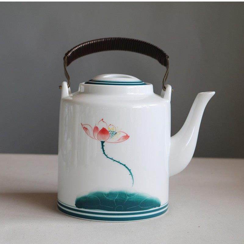 大容量陶瓷茶壶花茶茶具泡茶壶手绘提梁壶1000多毫升过滤壶带滤网,餐饮具,茶壶,淘宝优惠券,粉丝福利购,淘宝优惠卷