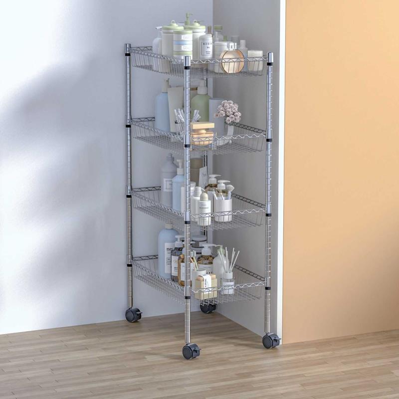 中古小推车家用置物架零食储物架多层可移动整理架厨房收纳架带轮