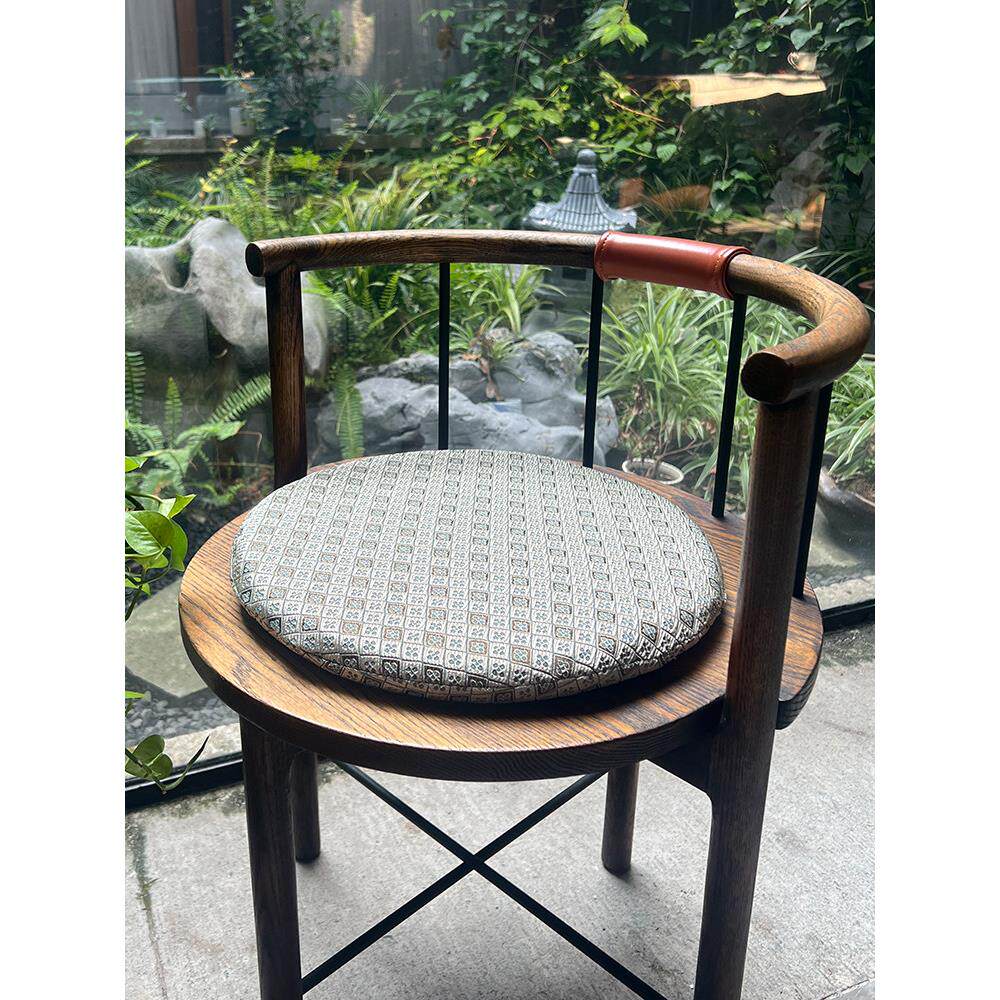 棉麻餐椅垫子坐垫椅子圆形餐桌实木凳子座垫加厚记忆防滑家用四季