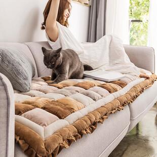 韩式毛绒手工馒头垫沙发垫坐垫四季通用防滑秋冬款加厚北欧可机洗