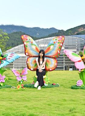 户外仿真发光蝴蝶雕塑植物草坪景观装饰花海园林植物园装饰大摆件