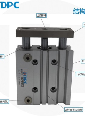 TDPC三杆导杆气缸MPGM20X10/20/25/30/40/50/75/100SMC型耐久