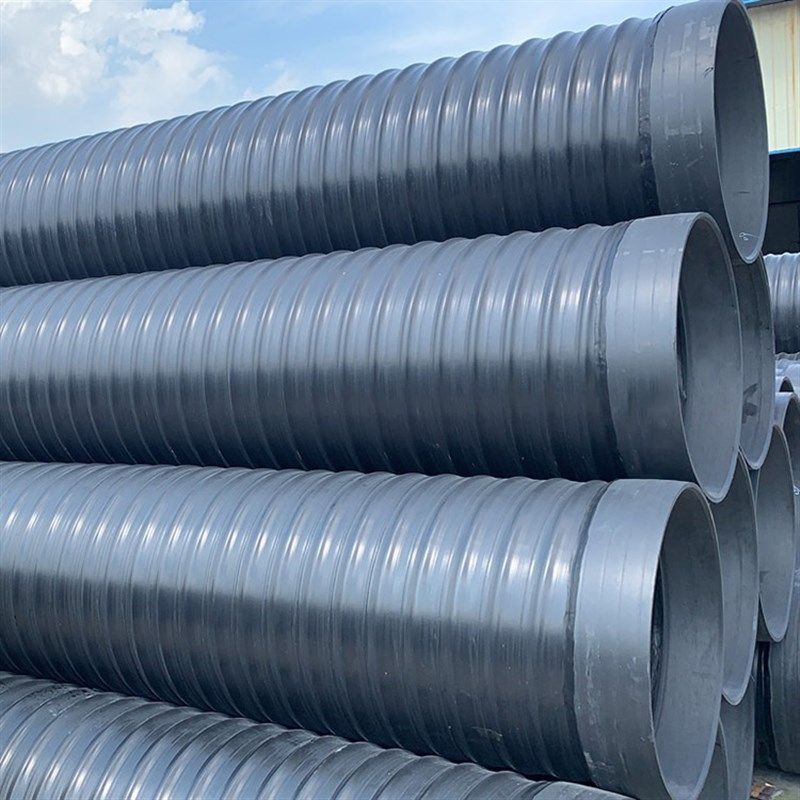 厂家供应黑色聚乙烯排水管工业排水排污管道HDPE中空壁塑钢缠绕管