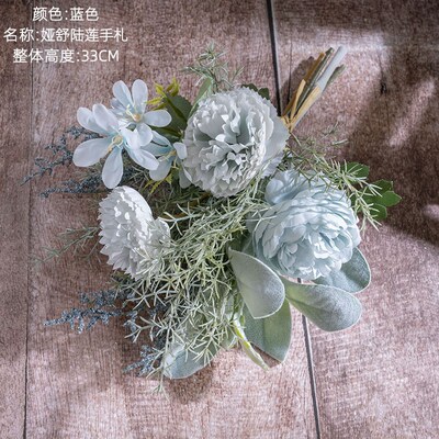 跨境娅舒陆莲手札仿真花厂家设计婚庆手捧花束墙饰墙挂CF01407