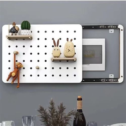 现货洞洞板置物架电表箱遮挡装饰架免打孔木隔板电闸盒墙面装饰架