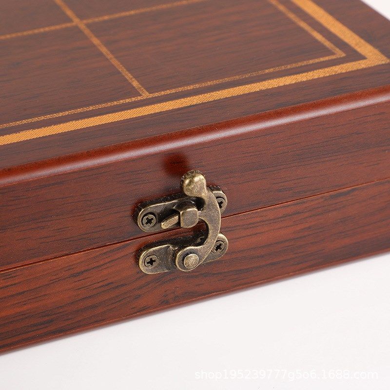 中国象棋木象棋盒收纳棋盘盒两用便携式手提盒复古简约棋子收纳盒