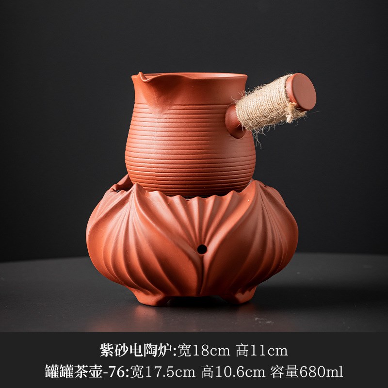 紫砂电陶炉家用围炉煮茶大小容量茶钵盅泡茶壶侧把罐罐茶壶整套