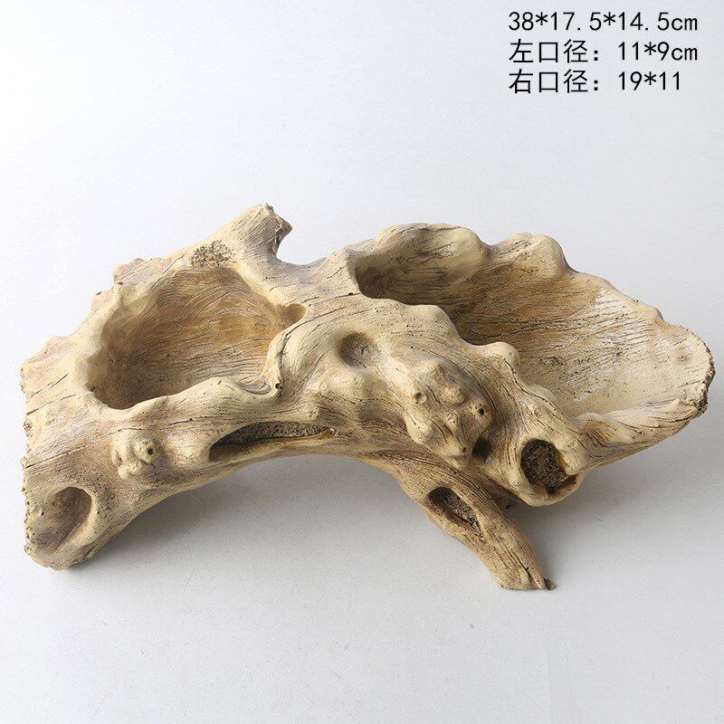 大号仿老树根木头多肉花盆原生态树桩树头拼盘多孔枯木树根提篮盆
