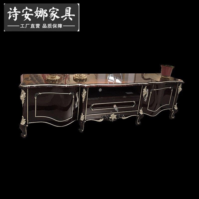 欧式电视柜 客厅沙发组合地柜视听柜新古典实木雕花装饰柜储物柜