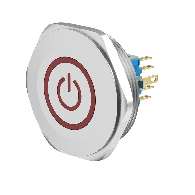 40mm开孔不锈钢大面1/2常开1/2常闭6/10脚自锁复位金属按钮开关