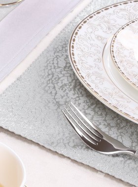 餐垫欧式隔热垫餐桌垫盘垫碗垫西餐垫水洗银灰色暗肌理纹