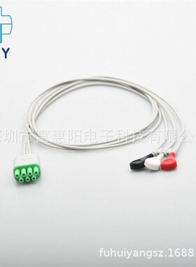 兼容麦邦MB800遥测盒动态心电导联线  3导扣子心电遥测线