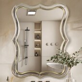 2024美式 轻奢浴室镜玻璃拼接镜餐厅装 饰镜浴卫生间壁挂墙梳妆镜子