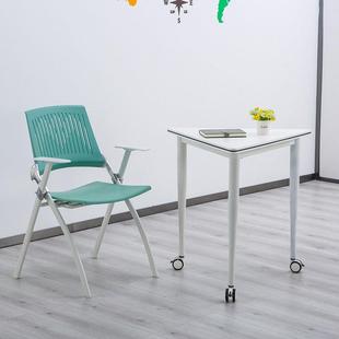 智慧教室三角形学生课桌椅拼接组合阅览桌会议培训六角桌梯形带轮