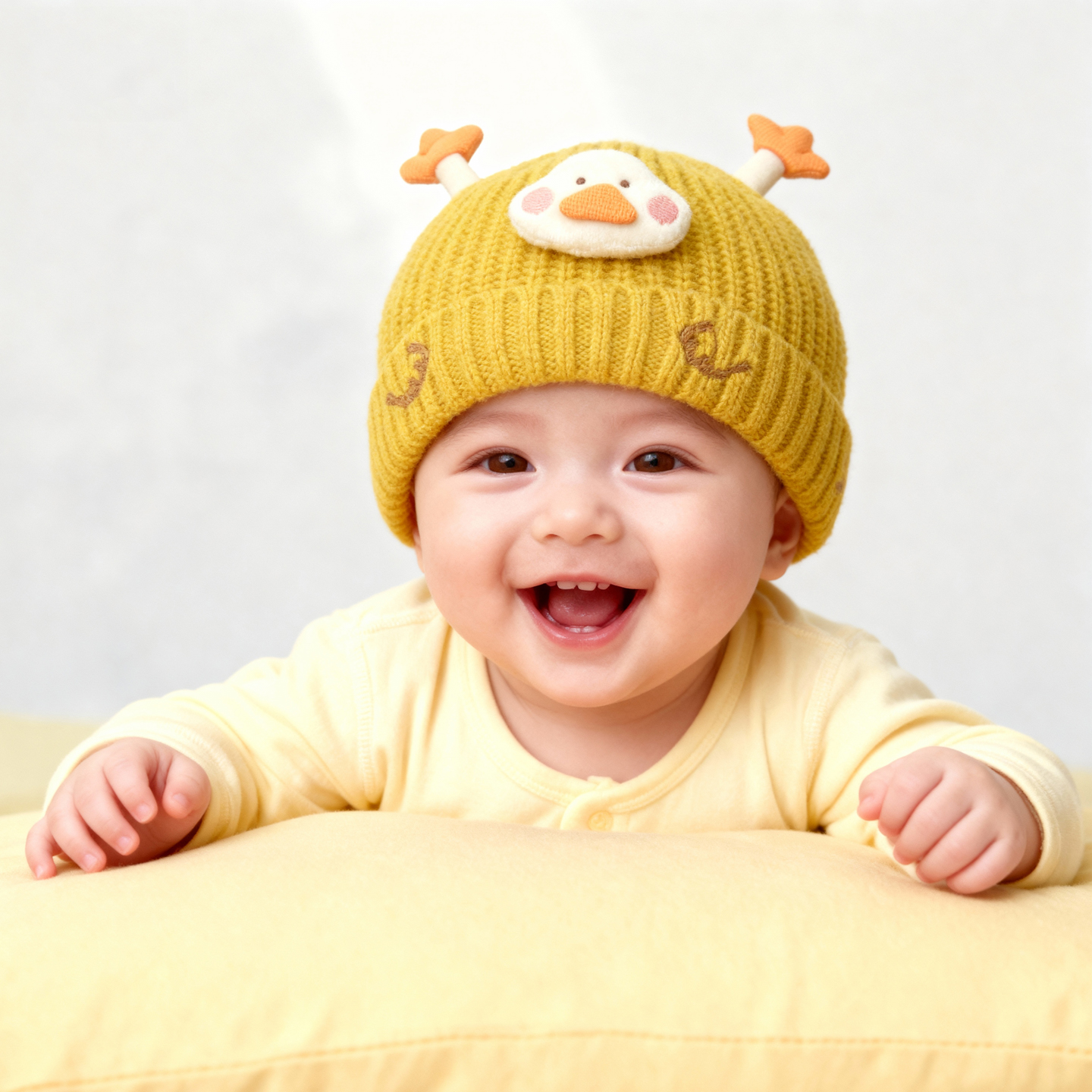 兔七宝婴儿帽子秋冬季可爱毛线帽