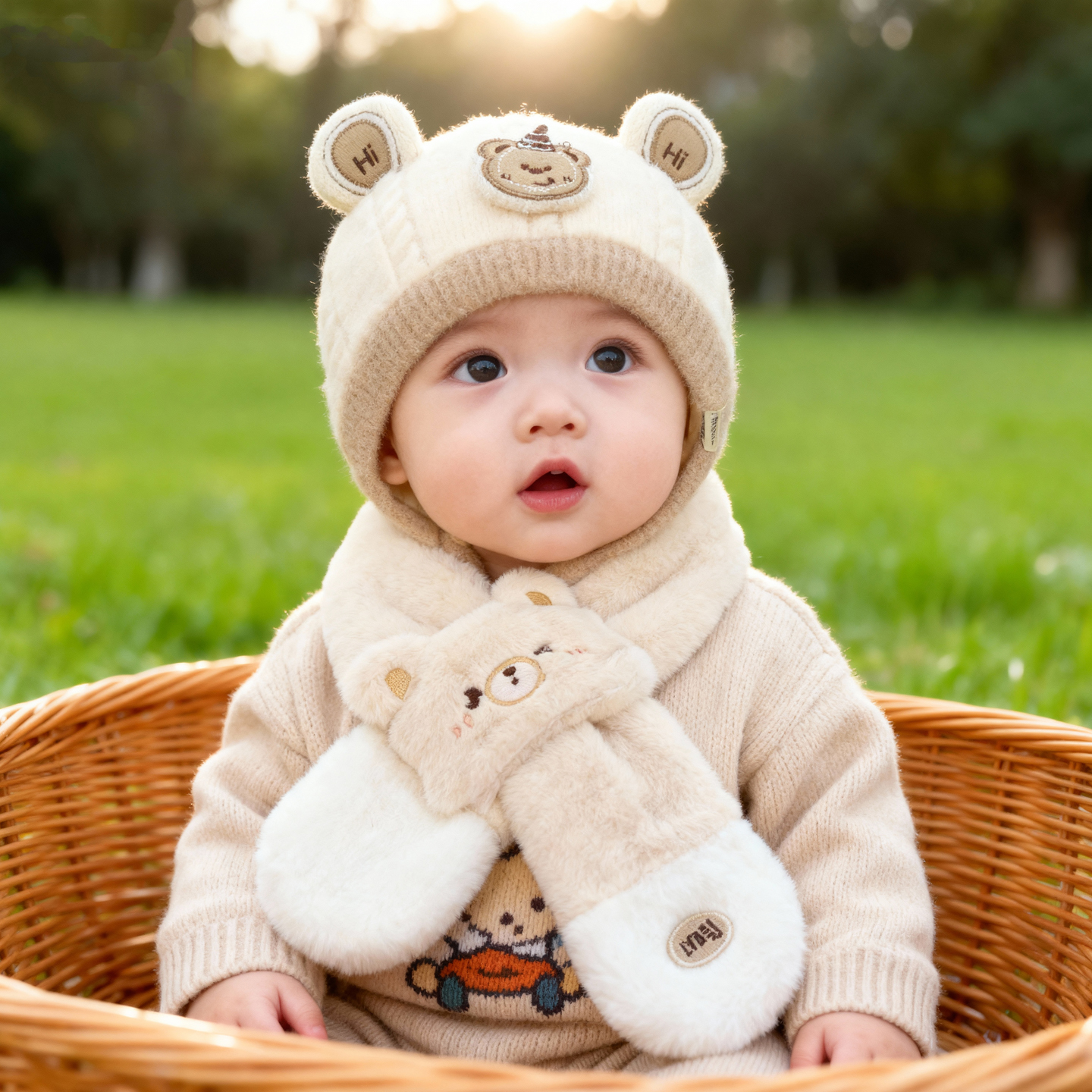 兔七宝婴儿帽子秋冬季可爱护耳帽