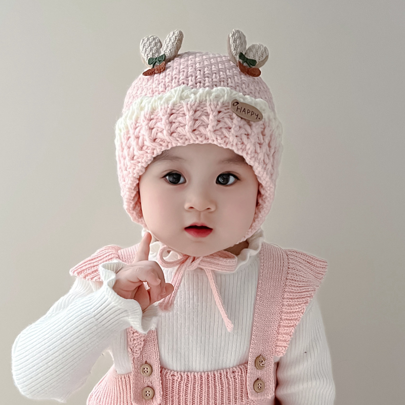 兔七宝婴儿帽子秋冬季洋气护耳帽
