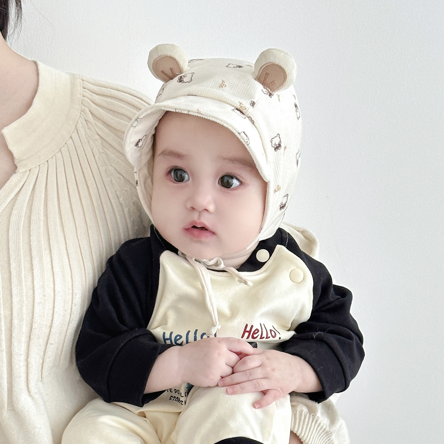 兔七宝遮阳帽护耳帽小熊设计可爱