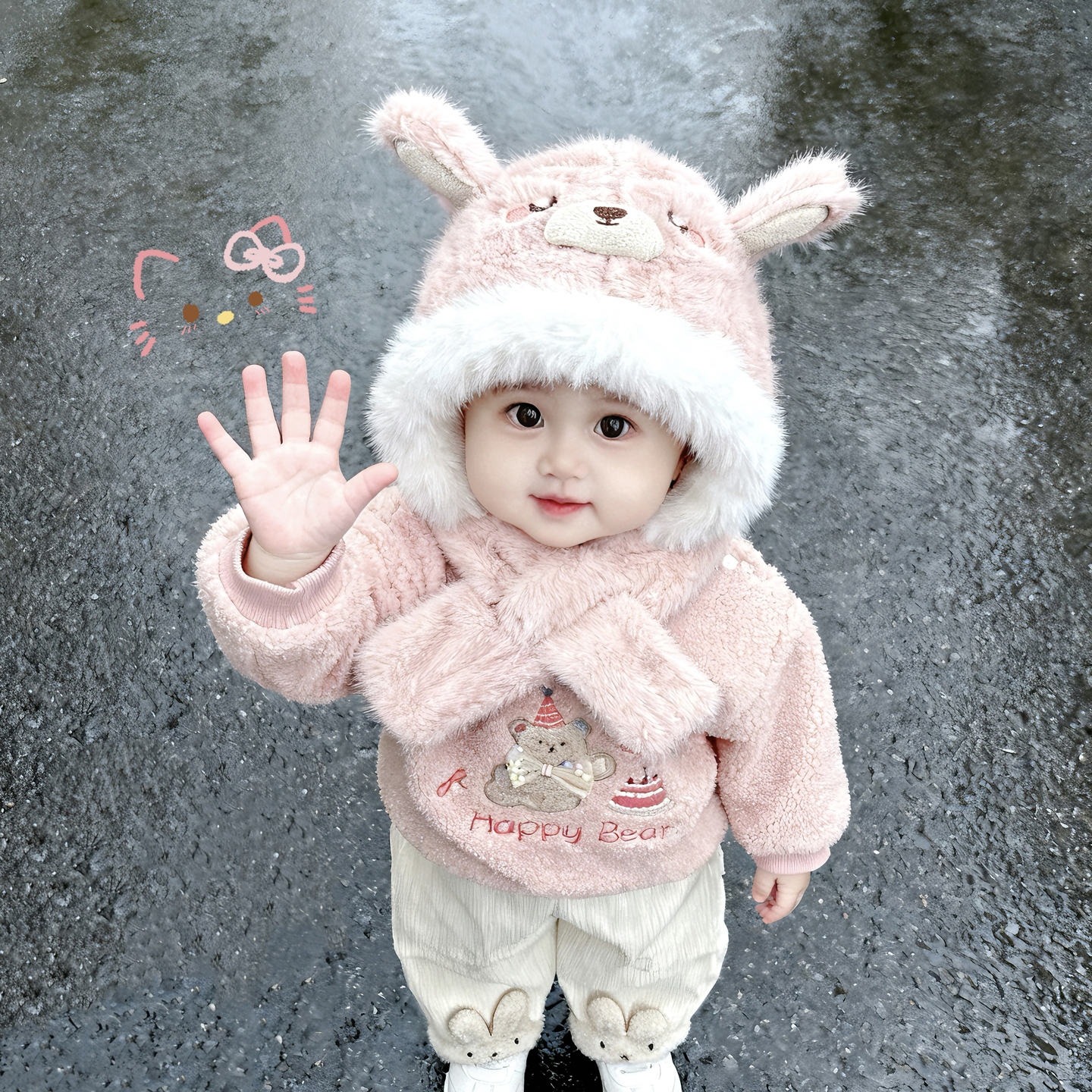 兔七宝毛绒帽护耳帽小兔设计可爱