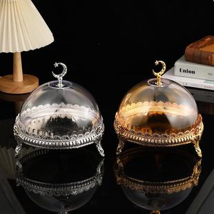 时尚 欧式 轻奢亚克力罩子点心盘高级餐厅桌面展示盘西餐保温糕点盘