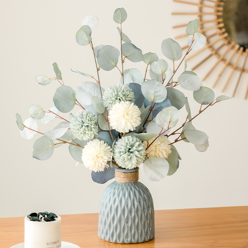 装饰干花摆件假花仿真花花束尤加利客厅茶几家居餐桌花艺摆设