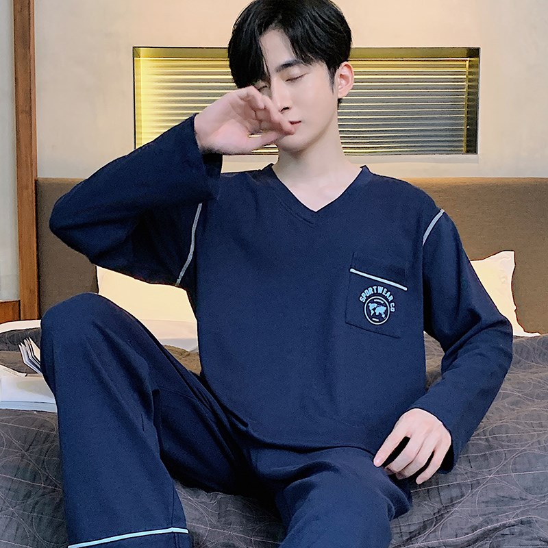 春秋季睡衣男士纯棉长袖裤大码宽松中老年套装爸爸夏秋冬款家居服