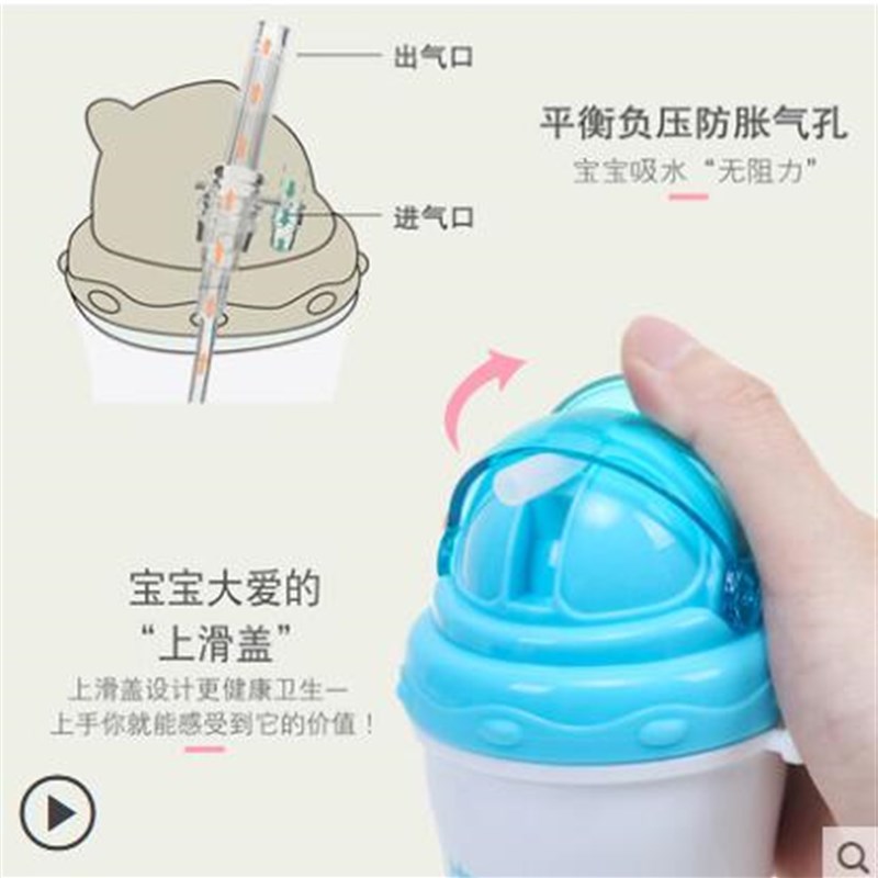 宝宝喝水杯子带吸管可爱女童1-2-3-4岁小孩幼儿园水瓶儿童饮水壶
