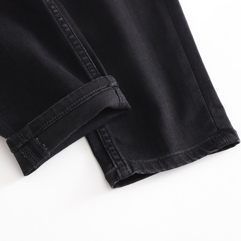 夏季黑色九分牛仔裤男士薄款弹性修身小脚裤显瘦百搭8分裤3种裤长